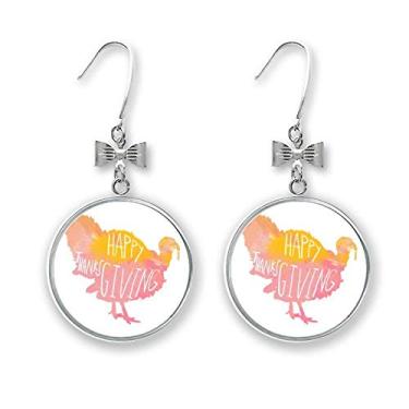Imagem de Dia de Ação de Graças Peru Padrão Aquarela Brincos Borboleta Piercing Gancho