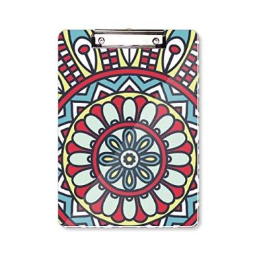 Imagem de Impressão repetição pano vermelho azul colorido arte prancheta pasta bloco de escrita placa de suporte A4