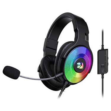Imagem de Redragon Fone de ouvido para jogos H350 RGB com fio, retroiluminação RGB dinâmica - Som surround estéreo - drivers de 50 mm - microfone destacável, fones de ouvido sobre-auriculares, funciona para