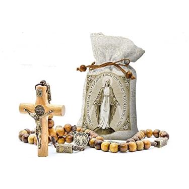 Imagem de Terço dos Mistérios do Rosário Imbuia Com Saquinho Personalizado