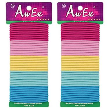 Imagem de AwEx Laços de cabelo inteligentes para cabelos finos, 3 mm de espessura, 140 mm de espessura, sem elásticos de metal, suporte de rabo de cavalo para cabelos finos, Mixed Colors, 90