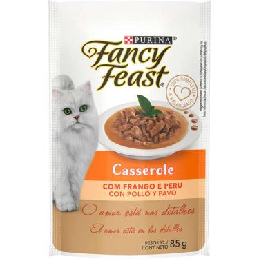 Imagem de Racão Úmida Nestlé Purina Fancy Feast Sachê Casserole com Frango e Peru para Gatos Adultos - 85 g