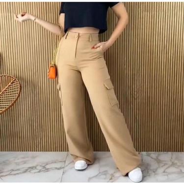 Imagem de Calça cargo alfaiataria moda gringa feminina