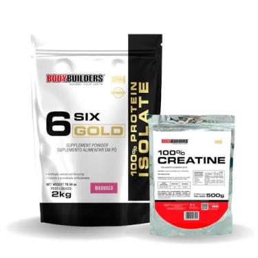 Imagem de Kit Whey Protein 6 Six Gold 100% Isolate Morango 2kg + 100% Creatina 500g - Bodybuilders