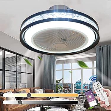 Imagem de Ventilador de teto LED moderno com luz, lâmpada de teto com ventilador ajustável ultrassilencioso com controle remoto Ventilador de teto regulável com iluminação Lâmpada de teto com remendo