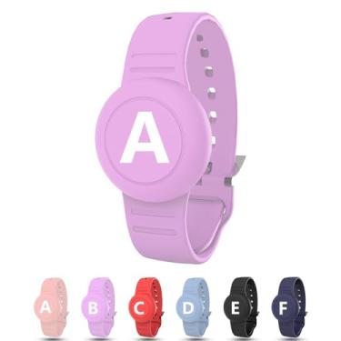 Imagem de Pulseira à prova d'água para AirTag Kids, suporte oculto personalizado com letra inicial compatível com Air Tag, capa de silicone para AirTag, rastreador GPS antiperda ajustável para crianças mais