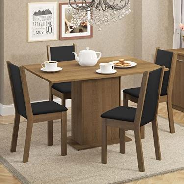 Imagem de Conjunto Sala de Jantar Mesa Tampo de Madeira com 4 Cadeiras Rustic/Preto/Sintético Preto Talita Madesa