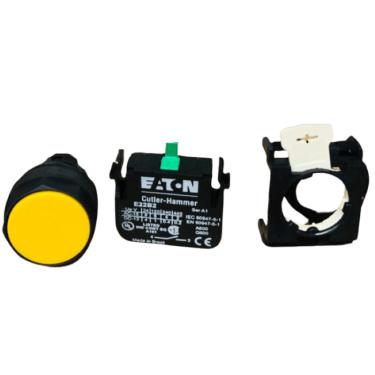 Imagem de Botão 25MM Guarda Tot. Amarelo Aro Preto.N.Ilum NA Cod. E22PB4 – Eaton Eaton
