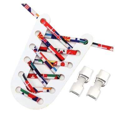 Imagem de Elastic Shoelaces Sneakers Mix And Match Colors No Tie Shoe Laces Children Adult Wide Fast Shoelaces(National flag)