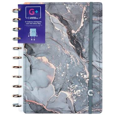Imagem de Caderno Inteligente Onyx G+ Mármore Tamanho A4 Grande 140 Folhas 90g Capa Dura Disco Universitário Folha Destacável