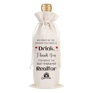 Imagem de Wxiben Presentes de corretor de imóveis para mulheres e homens - Presentes para corretores de imóveis no fechamento Saco de vinho para corretor de imóveis Presentes de fechamento para vendedores