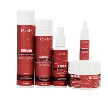 Imagem de Kit Shampoo + Máscara + Selante + Queratina + Ampola ROKÉE Repair