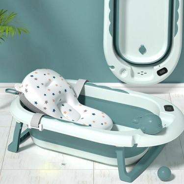 Imagem de Banheira Com Termômetro Digital Para Bebê Com Almofada De Banho Flutua