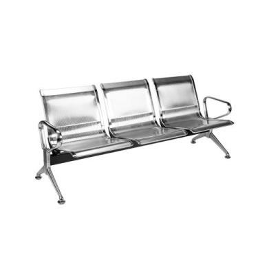 Imagem de Longarina para Escritório 180cm Desk 3 Lugares Braços Externos em Aço 