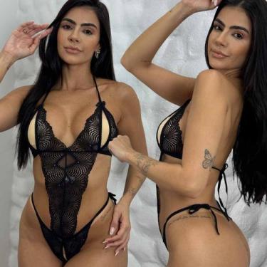 Imagem de Body Sensual com Abertura Rendado Sexy Sem bojo - Like4you, G, Preto