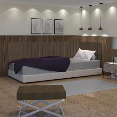 Imagem de Conjunto de cabeceira solteiro painel estofado suspenso lateral EM L f