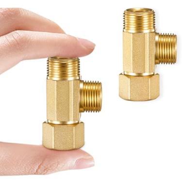 Imagem de Válvula em T divisor de linha de água - Conector de linha de suprimento de vaso sanitário para máquina de gelo para geladeira, máquina de lavar louça, com conexões de compressão de 3/8 T (3/20.3