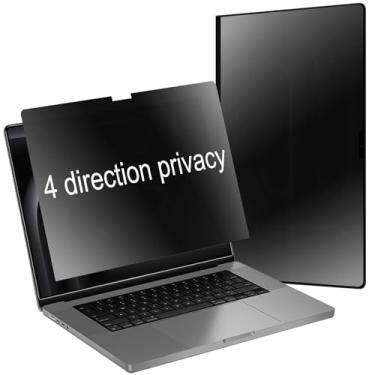 Imagem de BWEDXEZ Película protetora de tela de privacidade fosca de 360 graus para MacBook Pro de 14 polegadas (M3, M2, M1, Pro, Max, 2021-2023), antirreflexo, antiespião, 4 lados, película macia antiespião