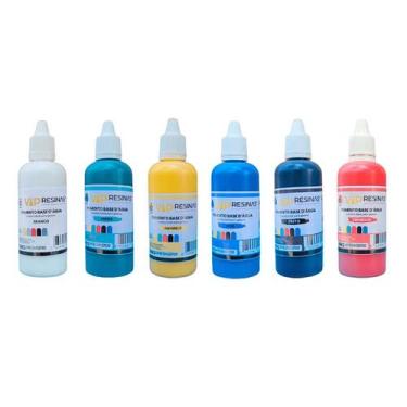 Imagem de Kit 6 Cores Corante Líquido Resina Gesso 50g Pigmento Epóxi - Vip Resi