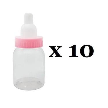 Imagem de Kit 10 Mini Mamadeira Lisa Rosa Para Lembrancinha - lynx produções