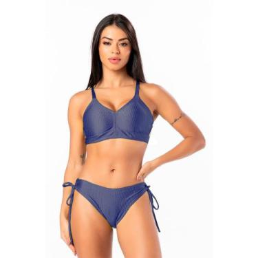 Imagem de Biquíni Bojo Grande Boa Sustentação Textura Canelada - Kosh, Marinho, 