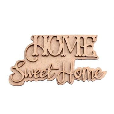 Imagem de Aplique Frase Home Sweet Home Fundo C/ 2 Peças Artesanato MDF Cru - Me