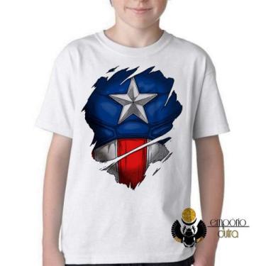 Imagem de Camiseta Infantil ou adulto   Capitão América  disfarce Blusa Criança 