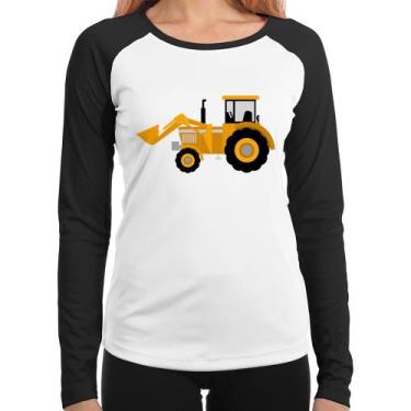 Imagem de Baby Look Raglan Trator Pá Carregadeira Amarelo Manga Longa - Foca na 