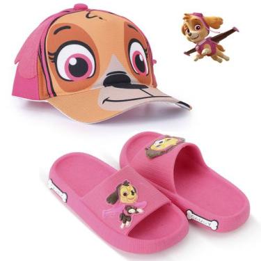 Imagem de Sandália Chinelo Infantil Skye Patrulha Slide Menina+Boné 3D - Cauby, 