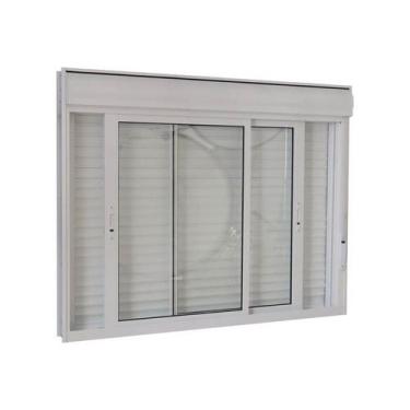Imagem de Janela Integrada Veneziana em Alumínio 100 x 120 x 12 cm 2 Folhas Bran