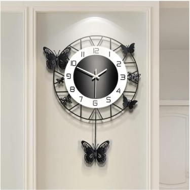 Imagem de Relógio de parede moderno para decoração de sala de estar, relógio de parede com pêndulo silencioso para casa, banheiro, cozinha, quarto, decorativo, relógio de parede grande, sem tique-taque,