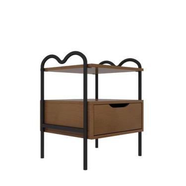 Imagem de Mesa De Cabeceira Pequena Com Gaveta MDF Multiuso Apoio Abajur Oasis -