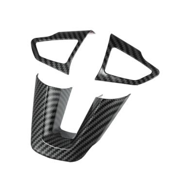 Imagem de REPAIROCK 3 peças de plástico ABS padrão de fibra de carbono preto interior conjunto de acabamento de capa de volante para Ford Focus para Ford Escape Kuga decoração interna acessórios automotivos
