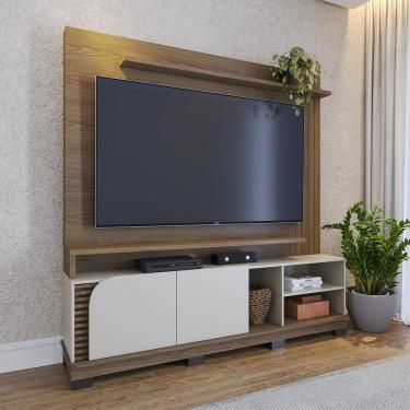 Imagem de Estante Grande para TV 75 Pol  182x187cm Jurerê Amêndoa Off White