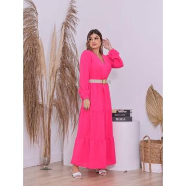 Imagem de Vestido Feminino Longo com Decote Transpassado e Punhos em Elástico co
