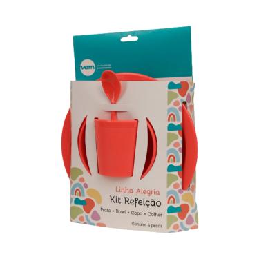 Imagem de Kit Refeição Infantil Linha Alegria Coral em Polipropileno