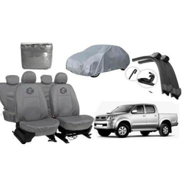 Imagem de Kit capa couro p/ bancos Hilux + capa externa - ferro tech br
