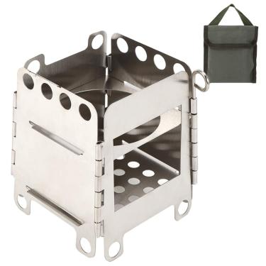 Imagem de Fogão Com Fogão Dobrável de Aço Inoxidável Portátil Fogão Compacto para Camping Ao Ar Livre Churrasco de Piquenique Com Ampla Bolsa Reutilizável de Design de Abertura