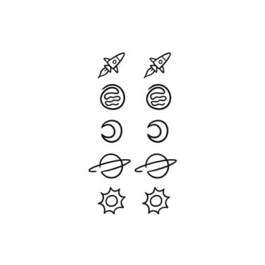 Imagem de Tatuagem temporária, planeta foguete, lua e sol, tatuagens de lua, dura de 1 a 2 semanas, resistente à água, aparência de tatuagem real, resiliência,18 x 11 cm
