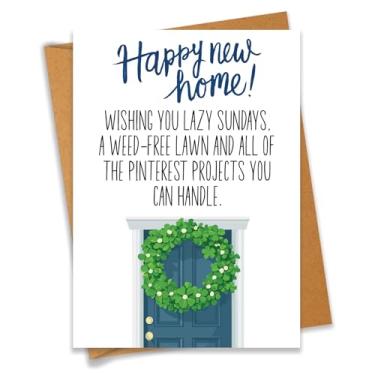 Imagem de PEONYNFOX Happy New Home Wishing You Lazy Sundays Houseopening First Home New Place Cartão de Mudança Presente de Fechamento de Corretor de Imóveis para Família Amigo Colega - Tamanho 12 cm x 16 cm Em