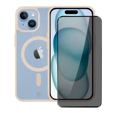 Imagem de Kit Capa case capinha Magsafe Rosa e Pelicula Defender Pro Privacidade