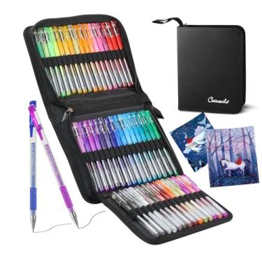 Imagem de Conjunto de 96 canetas de gel com 48 canetas coloridas de gel com 48 refis, canetas de gel com ponta fina com mais tinta para crianças, livros de colorir, desenhos, esboços, scrapbooks, diários de balas