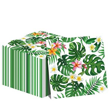 Imagem de Guardanapos havaianos Luau para Aloha Happy Birthday Party Supplies Tropical Tiki temático almoço coquetel guardanapos de papel descartáveis para crianças chá de bebê verão piscina praia festa lembrancinhas (pacote com 50)