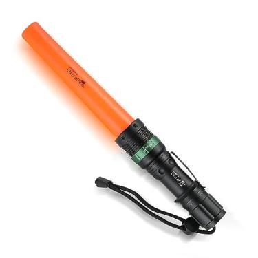 Imagem de Lanterna de LED com varinha de trânsito de sinal de 11 polegadas UltraFire com modo estroboscópico, cordão de pulseira, 250 lúmens, acabamento laranja