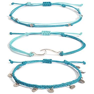 Imagem de Tornozeleiras Lynnaneo à prova d 'água com contas bonitas no tornozelo Pulseiras Ondas de Praia Tornozeleira de Aço Inoxidável Bijuteria Boho no Tornozelo para Mulheres Adolescentes Azul