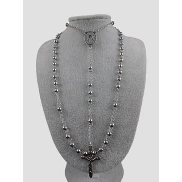 Imagem de Terço Rosário Oração Maciço 70cm Bolinhas 6mm Ref: 351 (PRATA)