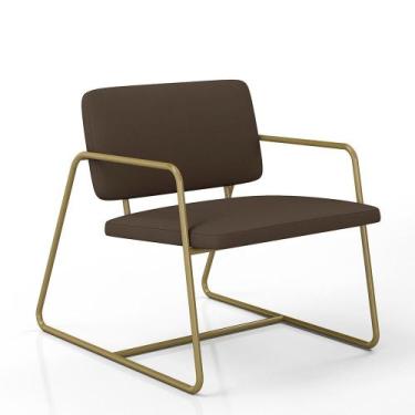 Imagem de Poltrona Decorativa Estofada Sintra Dourado/suede Marrom - M.a - A Móv