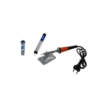 Imagem de kit ferro de solda 60w 110v + estanho + sugador de solda - mimi utilid
