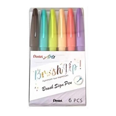 Imagem de Caneta Brush Pentel Sign Pen Vacation 6 Cores