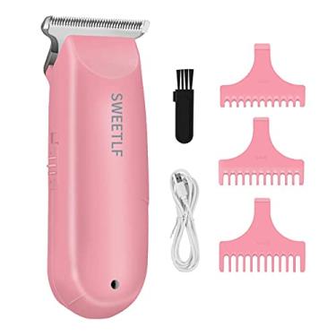 Imagem de SweetLF Aparadores de cabelo, aparador de cabelo silencioso sem fio, mini kit de corte de cabelo com 3 pentes guia, recarregável por USB, portátil, rosa